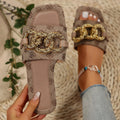 Women's Versatile Slide Sandals Classic Metal Buckle Flat Slippers Casual Summer Shoes Springfresh for Casual & Dressy Outfits