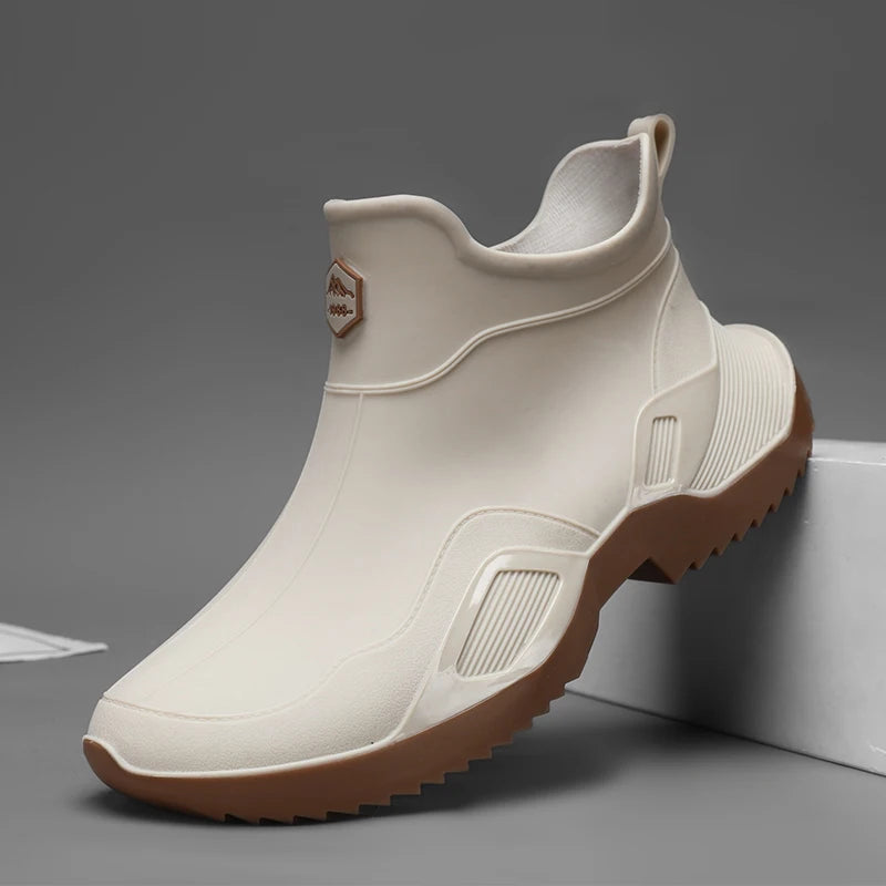 High-end Rain Shoes Men Simple Waterproof Anti-slip and Wear-resistant Short Rain Boots Fishing Rubber Shoes Kitchen Water Shoes