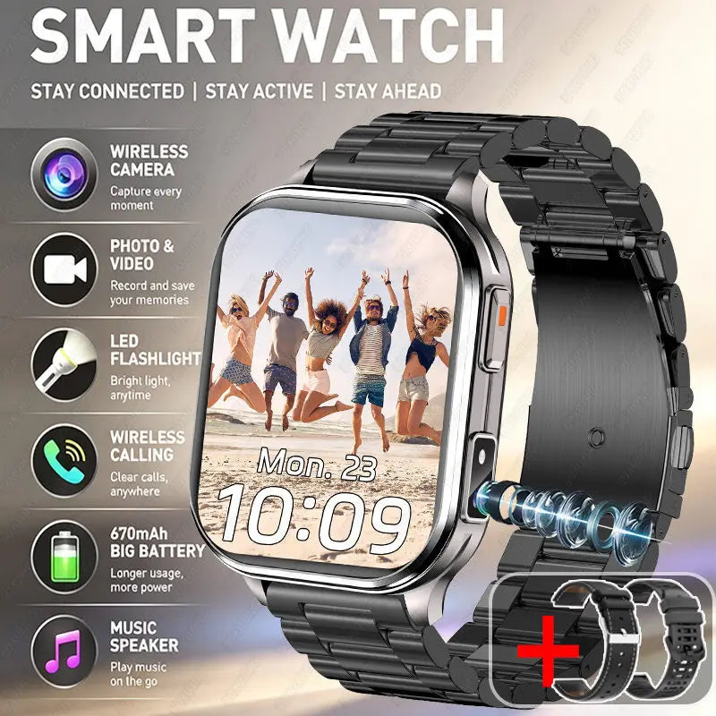 2026New Smart Watch With Camera Men Women Photos Record Video Health Sports Fitness IP68 Waterproof BT Call Recording Smartwatch