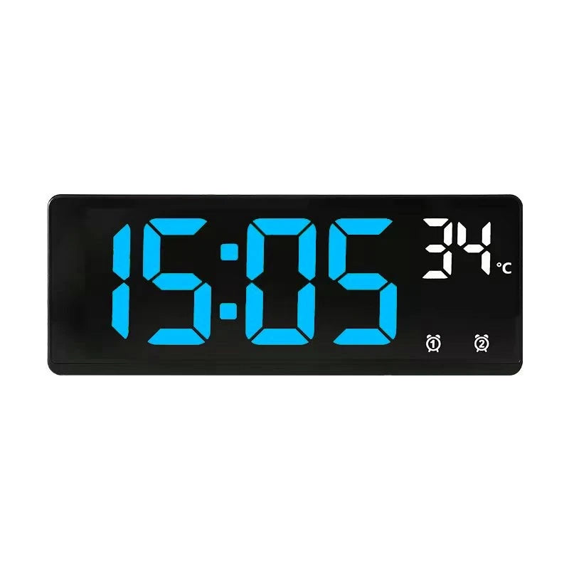 Voice Control Alarm Clock Digital Temperature Date 2 Alarm USB Powered Always On Snooze Table Clock Night Mode 12/24H LED Clock