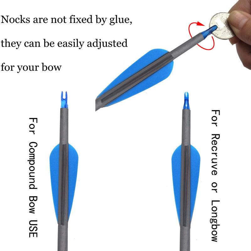 Archery 28/30/31 Inch Pure Carbon Arrows ID6.2mm Spine - View 5 | SAMAG