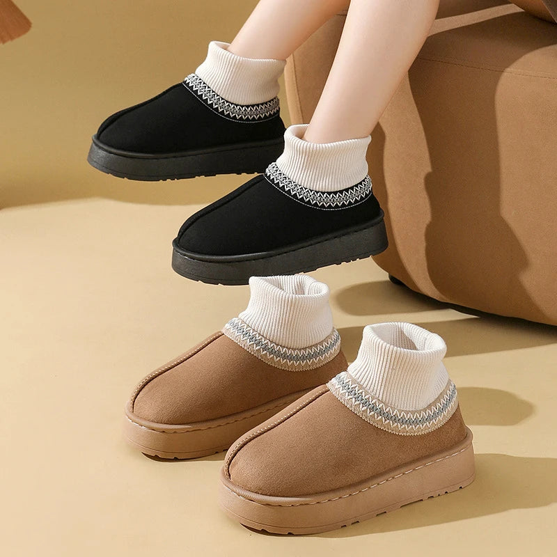 Winter Plush Ankle Boots Female Casual Women's Slippers Home Fluffy Luxury Designer Woman Shoes Indoor Fuzzy Fur Snow Booties
