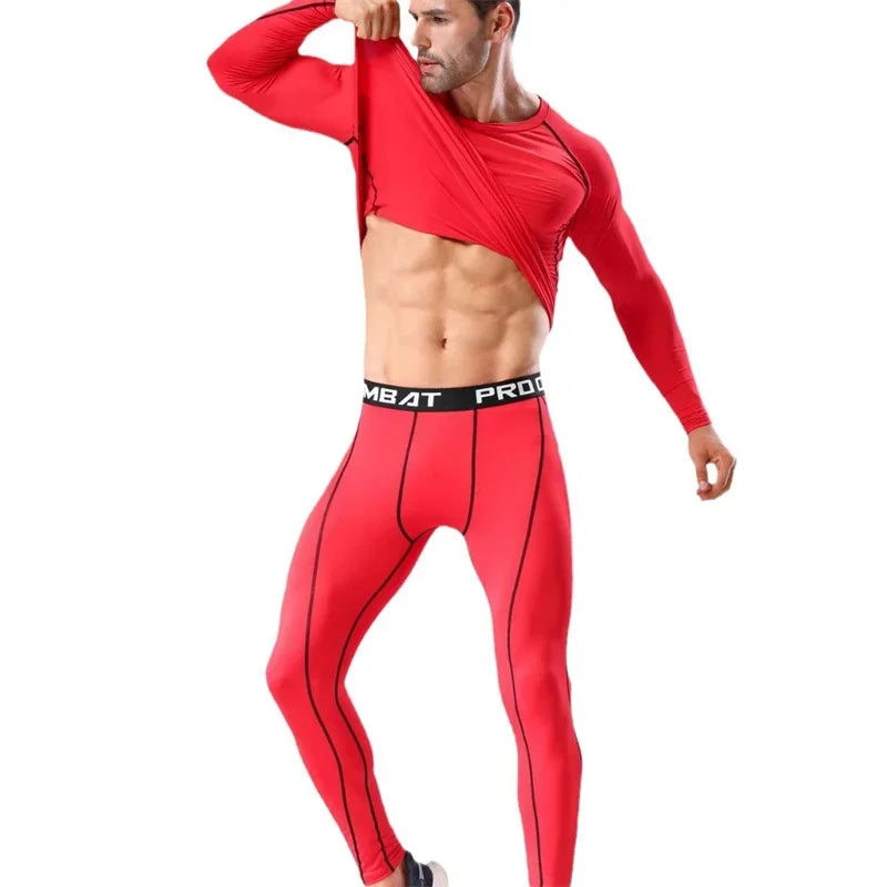 2pcs Men's Compression Sportswear Suit Elastic Training Yoga Sets Workout Jogging Fitness Clothing Tracksuit Pants Sporting