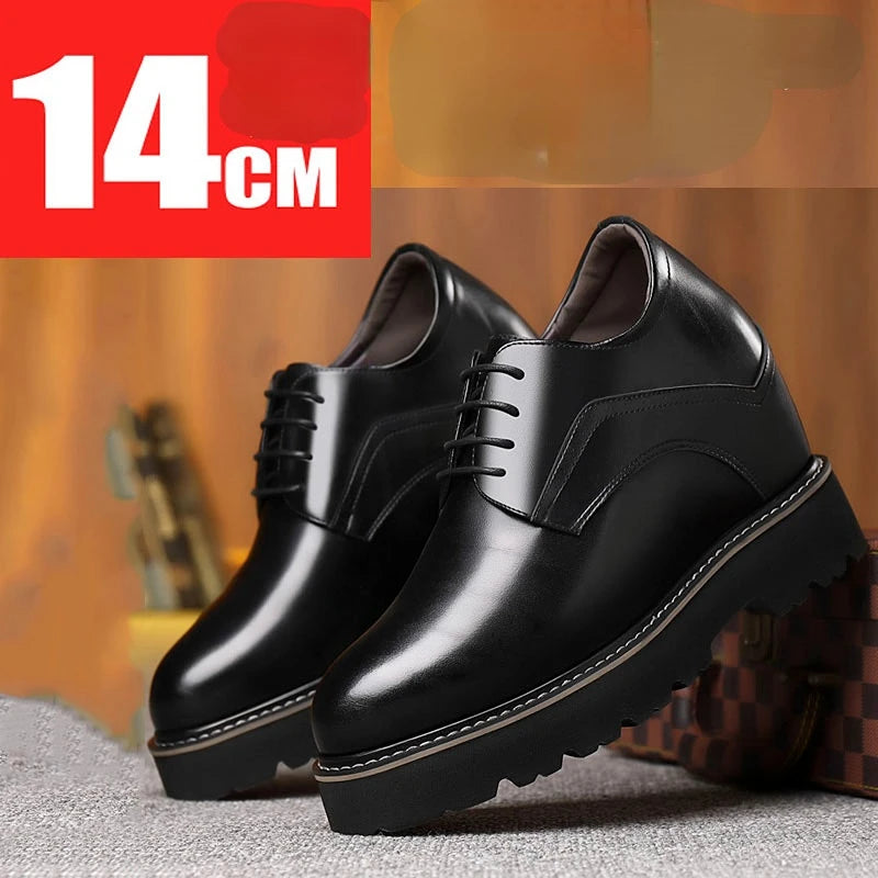 Extra-high Men's Shoes 14cm Elevator Rare Inner Height-enhancing Wedding Leather Shoes Ultra-high Heels Business Stage Shoe Male