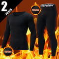 2-pcs Autumn/Winter Men's Thick Warm Underwear Set Large Solid Color Casual Sports Base Shirt Cycling Fitness Elastic Waist Pant