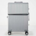 Aluminium Frame Suitcase Front Opening Cabin Luggage with USB Cup Holder Female Trolley Case Male Brake Wheel Travel Suitcase