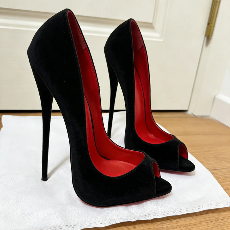 Extreme 16cm Thin High Heels Peep Toe Stiletto Pumps Sexy Catwalk Model Drag Queen Photography Unisex Fashion Party Dress Shoes