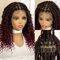 14 Inches Short Burgundy Box Braided Wigs Full Lace Synthetic Boho Braids Wig for Women Ombre Color Braided Wigs