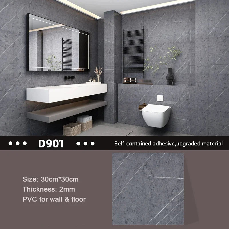 10pcs Wall Stickers Self Adhesive Waterproof Marble Floor Sticker Bathroom living room Wall paper Renovation Decals Ground Decor