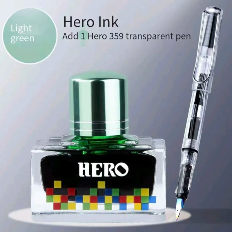 Hero 12 Colors Non-Carbon Ink 40ml Waterproof Quick Dry Fountain Pen Calligraphy Drawing Ink