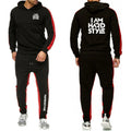 Spring Autumn Men I Am Hardstyle Logo Print Fashion Hooded Pullover Tracksuit+Leisure Drawstring Sweatpants Solid | SAMAG