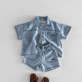 TZ2638 Korean Style Baby Boys Girls Short Sleeve Denim | SAMAG