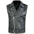 Purchase high-quality men's PU leather vest, popular motorcycle zipper leather jacket, punk rock outdoor multi pocket vest