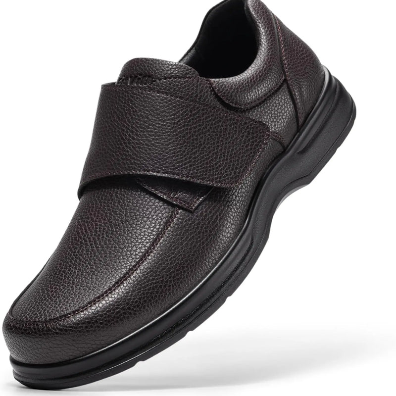 FitVille Men'S Extra Wide Diabetic Leather Dress Shoes, Roomy Wide Toe Box, Built-In Arch Support Orthopedic Shoes, Pain Relief For Swollen Feet, Edema, Plantar Fasciitis, Bunions & Neuropathy