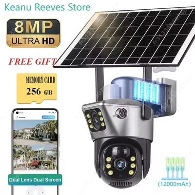 4K 8MP Dual Screen Solar Camera Free 256G memory card | SAMAG