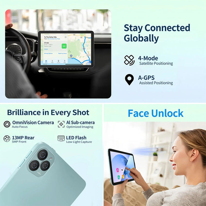 10.1 Inch Android Tablet 12GB+128GB Octa-Core 7000mAh Android 14 Google Play 4G LTE Phone Call 5G WiFi Global Version Tablet PC