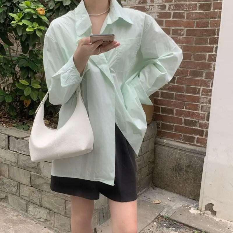 Portable Large Capacity PU Hobo Bag Solid Color Handbag Shoulder Bag Fashion Design Korean Style French Style Handbag Streetwear