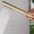 Tuqiu Brushed Gold Bathroom Bathtub Faucet + Handheld Shower Free Standing Luxury Waterfll BathTub Mixer Taps Floor Mounted