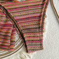 Sexy Knitted Striped Halter Tie Bikinis Sets Three Pieces | SAMAG