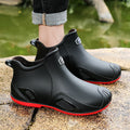 Men's new fashionable and versatile short tube anti slip rain boots, outdoor fishing waterproof shoes, construction work thick s