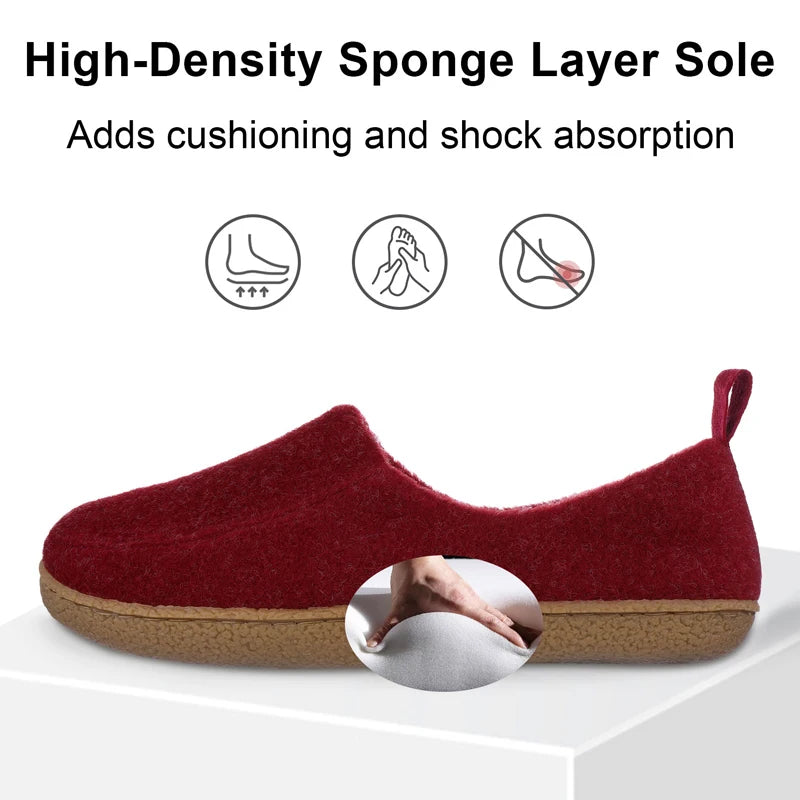Litfun Fur Cotton Slippers Winter Warm Women Men Home Felt Cozy Shoes Indoor Soft Sole Non Slip Slides Plush Heel Wrap Slippers