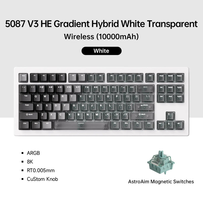 Akko 5087 V3 HE Magnetic Switch Keyboard 80% TKL US Layout Rapid Trigger 0.005mm 8K Type-C Wired Custom Gaming Keyboard Gasket