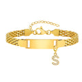Vnox A-Z letters Baby Bracelets, Stainless Steel Strap Chain for Kids With Cute Letter Blank Bar, Children Jewelry Gift