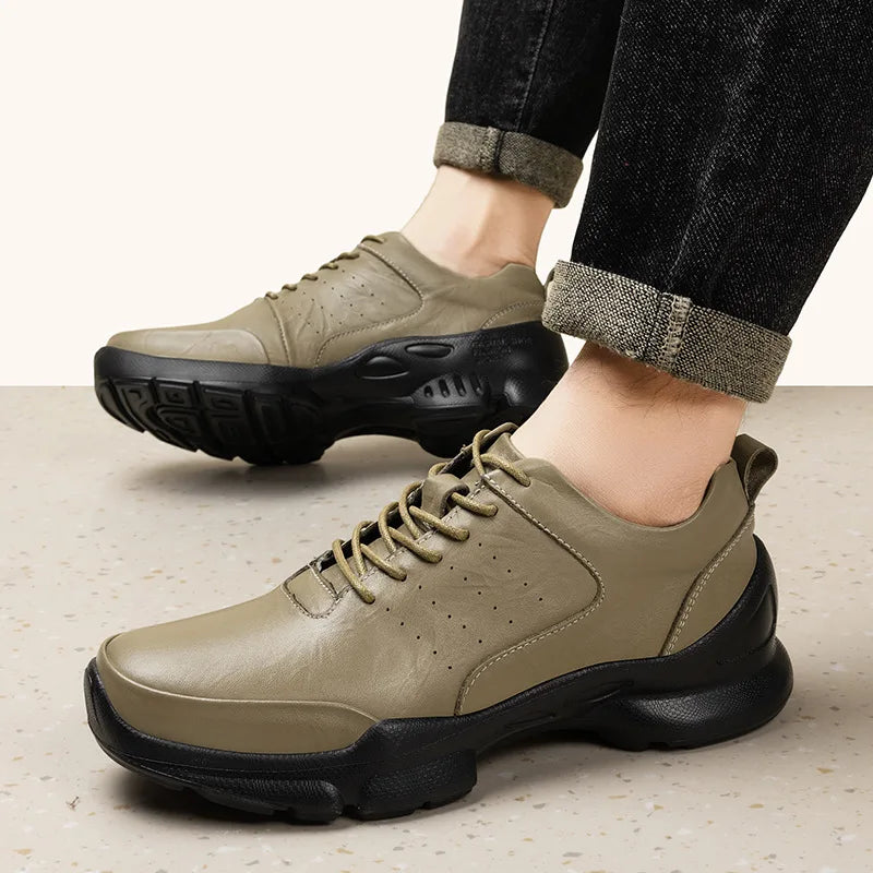 Men's Height Increase Shoes Calfskin for All-Day Wear Business Casual Elevator Shoes Height Increasing 6cm Hidden Heel Shoes
