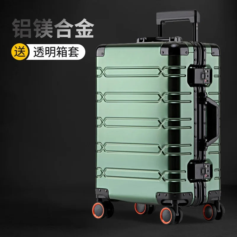 COLENARA All Aluminum Magnesium Alloy Luggage 20 Inch Cabin Rolling Metal Password Box 28 Inch Large Capacity Travel Suitcase