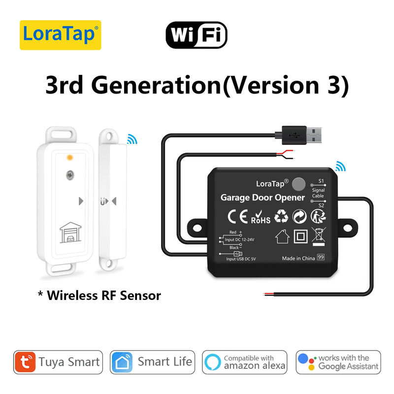 Tuya Smart Life Garage Door Wireless Sensor Opener Controller WiFi Switch Alexa Echo Google Home DIY Remote Control Voice Portal
