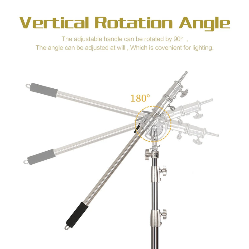 2.49M Length Cross Arm Stainless Steel Kit Light Stand With Weight Bag Photo Studio Accessories Extension Rod