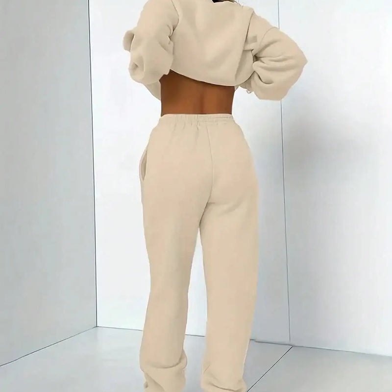 Women's Elastic Knit 2‑Piece Tracksuit Letter Print Long Sleeve Crew Neck Sweatshirt Elastic Waist Jogger Pants Loungewear Set