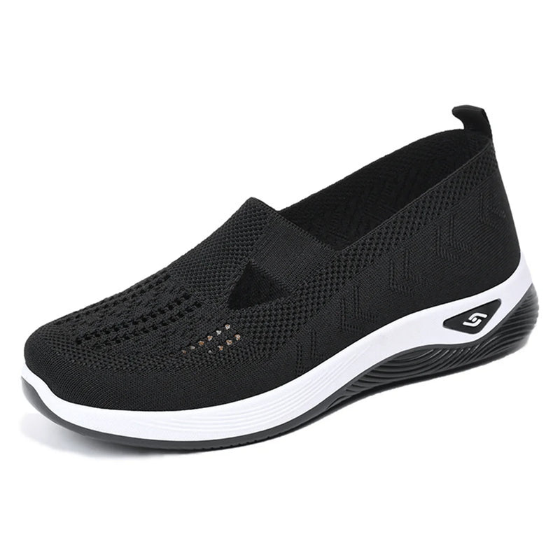Women's shoes Solid Color Breathable Sneakers, casual sneaker women's summer sneakers, Low-top Knitted Casual Shoes Mom Shoes