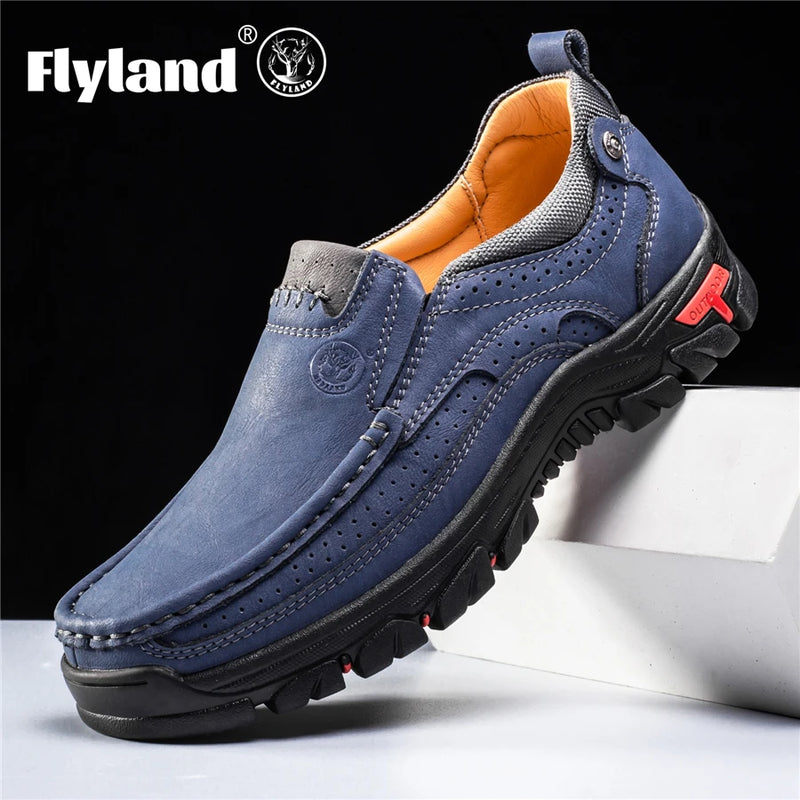 FLYLAND Men's Dress Shoes Fashion Leather Shoes Handmade Male Sapatos Hombre