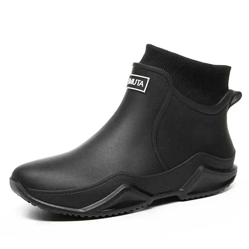 New Waterproof Men's Rain Shoes Winter Warm Plush Men Rain Boots Outdoor Non-slip Couple Rain Shoes Fashion Men's Work Boots
