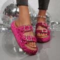 Flat Sandals Cool Slipper Women'S Casual Sequined Slippers Summer Fashion Round Toe Comfortable Flat Slippers for Women