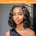 4x4 Lace Front Brazilian Human Hair Wigs Water Wave Straight Pixie Bob Cut Wig with Pre Plucked Hairline for Women Natural Look