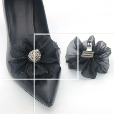 /pack Shiny Rhinestone Shoe Clip Silk Flower Bowknot | SAMAG