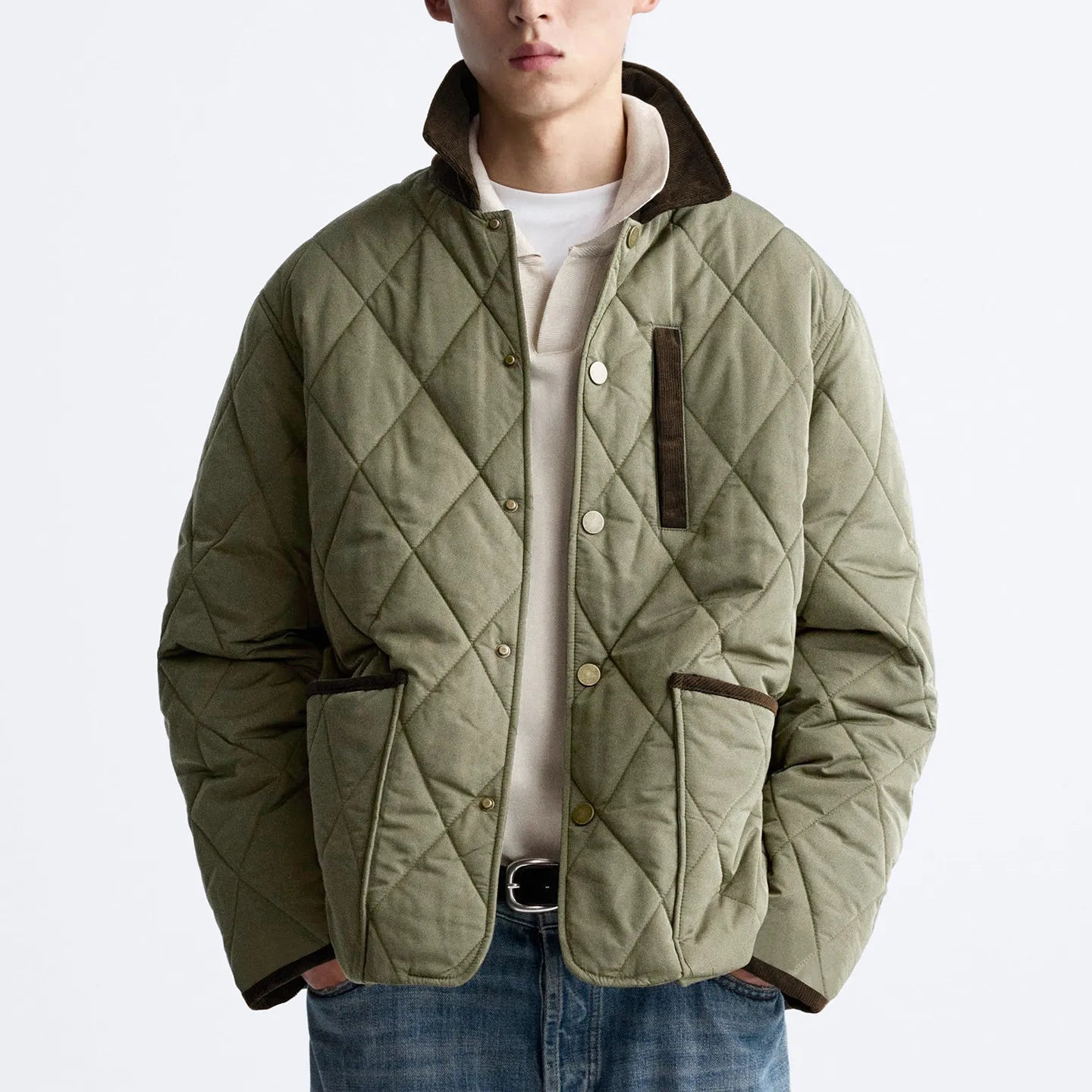 MAMELICCE Original design Stitching contrast turn down collar jacket simple loose cotton jackets tops