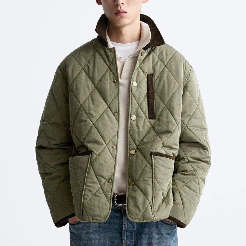 MAMELICCE Original design Stitching contrast turn down collar jacket simple loose cotton jackets tops