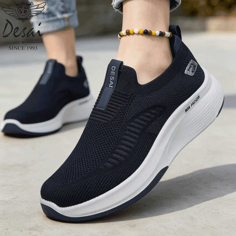 Desai Men's 2026 Autumn Hands-free Slip-on Walking Shoes Breathable Knit Comfort Sole For Daily Commute Office Casual Wear