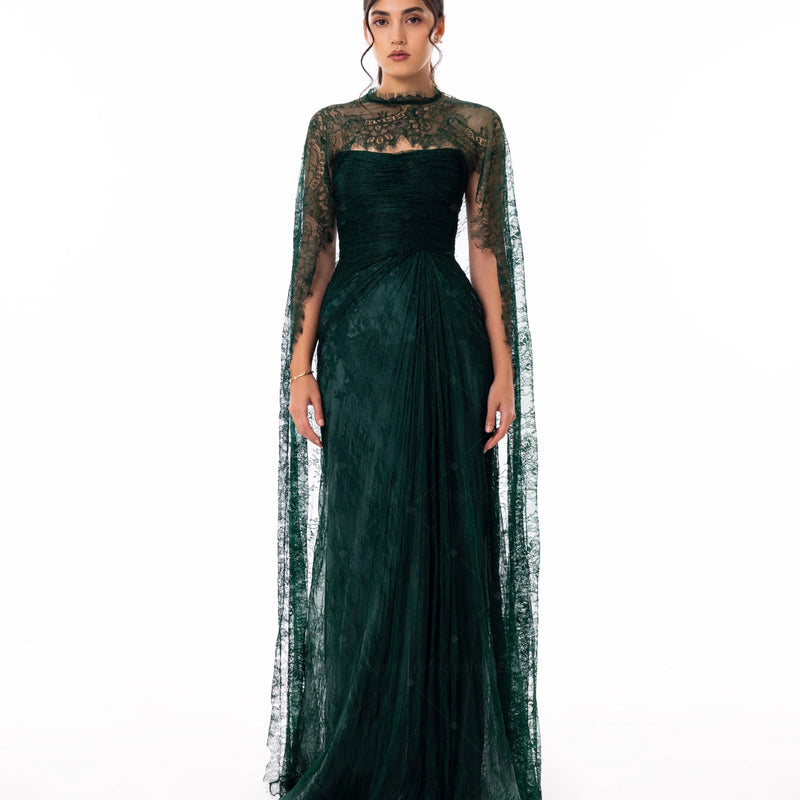 TLIT Customized Strapless Velour Evening Dress High Neck | SAMAG