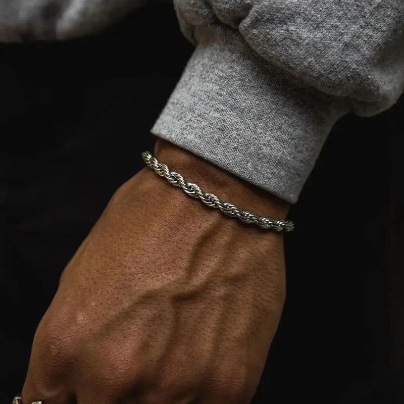 Hip Hop Men's Stainless Steel Rope Chain Bracelets,2/3/4/5mm Gold Color Adjustable Twisted Chain Wristband,Punk Casual Jewelry
