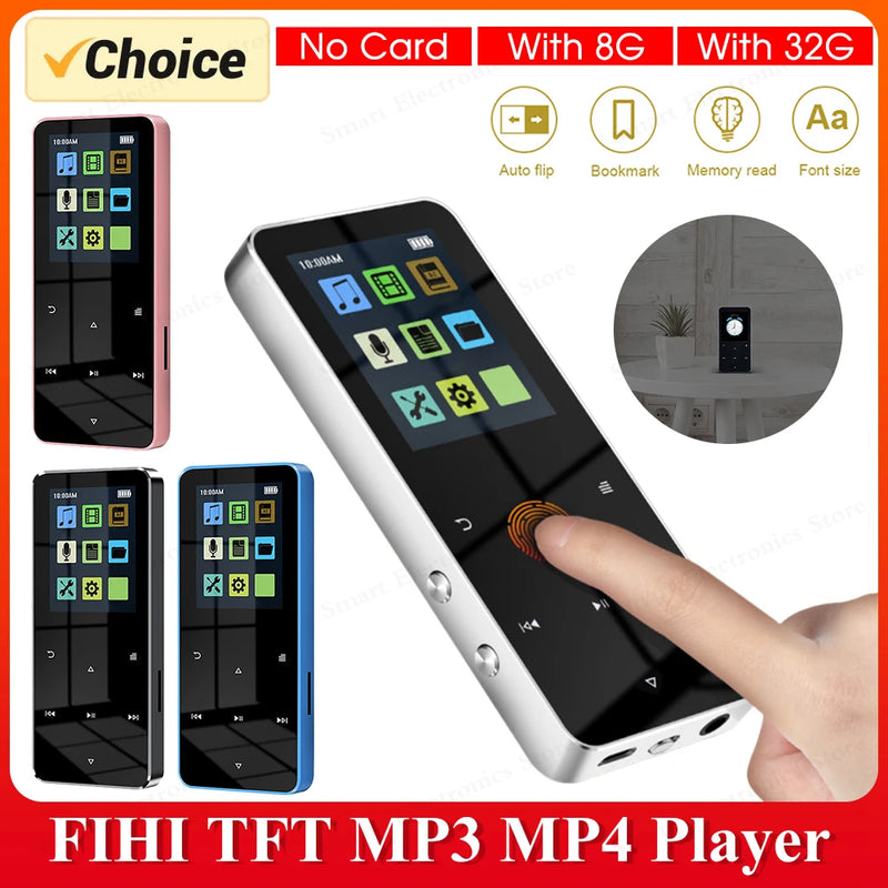 MP4 Player 1.8Inch MP3 MP4 Music Player HiFi Bluetooth 5.0 Support Card Built-in Speaker With FM Alarm Clock E-Book Recording
