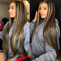 1B/30 Black and Blonde Highlights Bone Straight Human Hair Wigs 4/27 Highlight 13x4 13x6 HD Lace Human Hair Wig 30 36 Inch