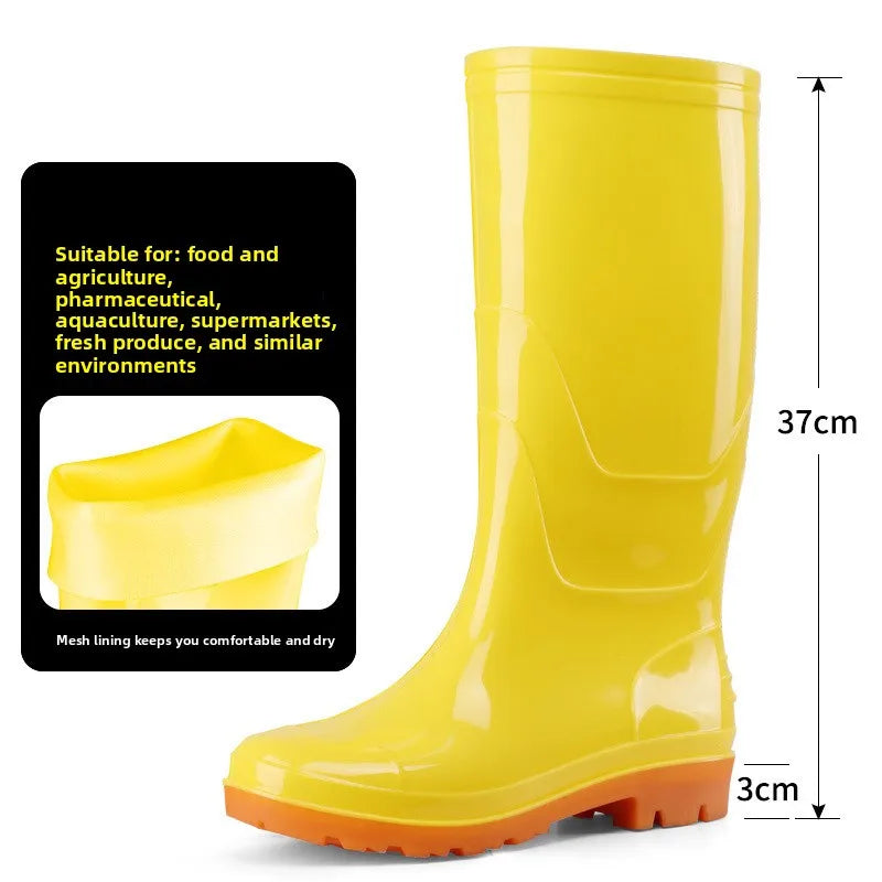 High Tube White Labor Protection Rain Boots Medium Tube Short Tube Waterproof Shoes Water Shoes