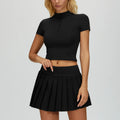 VITALINOVO Tennis Skirt Sets for Women Zipper V Neck Shirts Top Matching High Waisted Pleated Athletic Workout Golf Skort Women