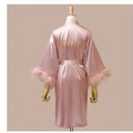 Women FEATHER Bride Bridesmaid Wedding Robe Satin Kimono | SAMAG