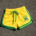 Summer Brasil Flag Print Contrast Piping Drawstring Waist Dolphin Shorts Daily Streetwear Slim Y2K  Trendy New Women's Shorts
