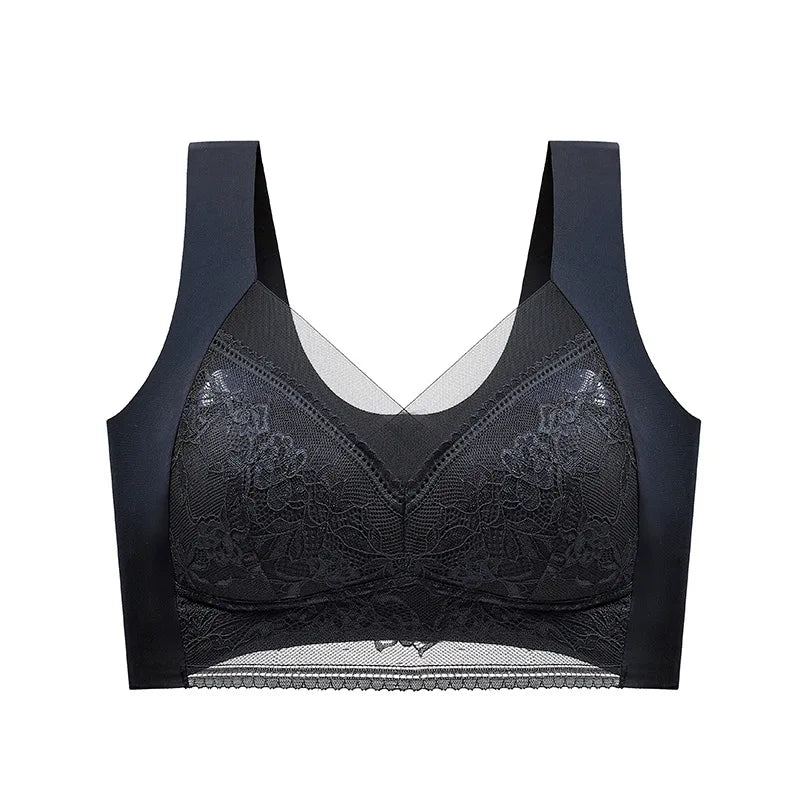 FallSweet Seamless Ice Silk Push Up Bra for Women Wireless Lace Bralette Plus Size Brassiere Summer Comfort Underwear Lingerie
